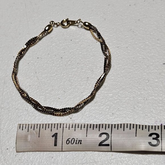 Elegant Twisted Chain Bracelet Two Tone Gold Silver Minimalist Fashion Jewelry - Picture 4 of 4